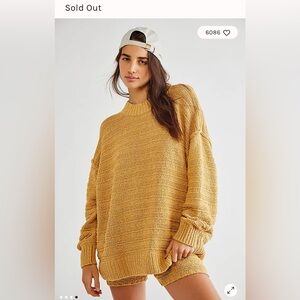 Free People Beach Malibu Boo XS Oversized Knit Sweater Butter Coastal Cozy
